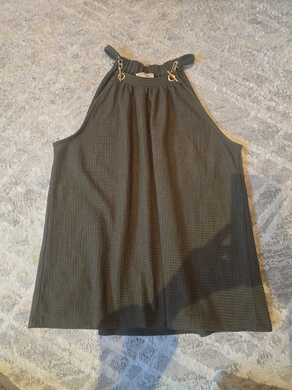 MICHAEL Michael Kors Olive Halter Camisole with Gold Chain Details